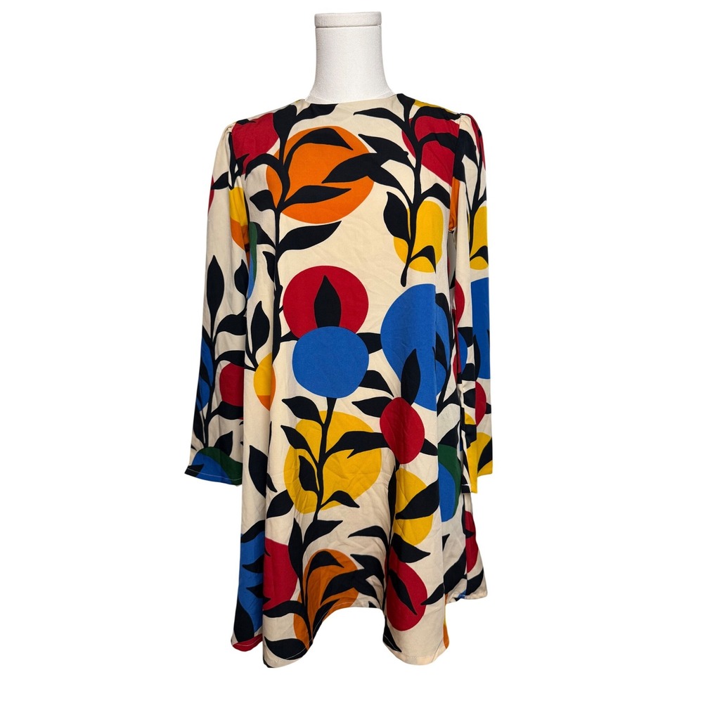 Compañia Fantastica Women XS Floral Mini Dress Long Sleeve Bold Print Colorful